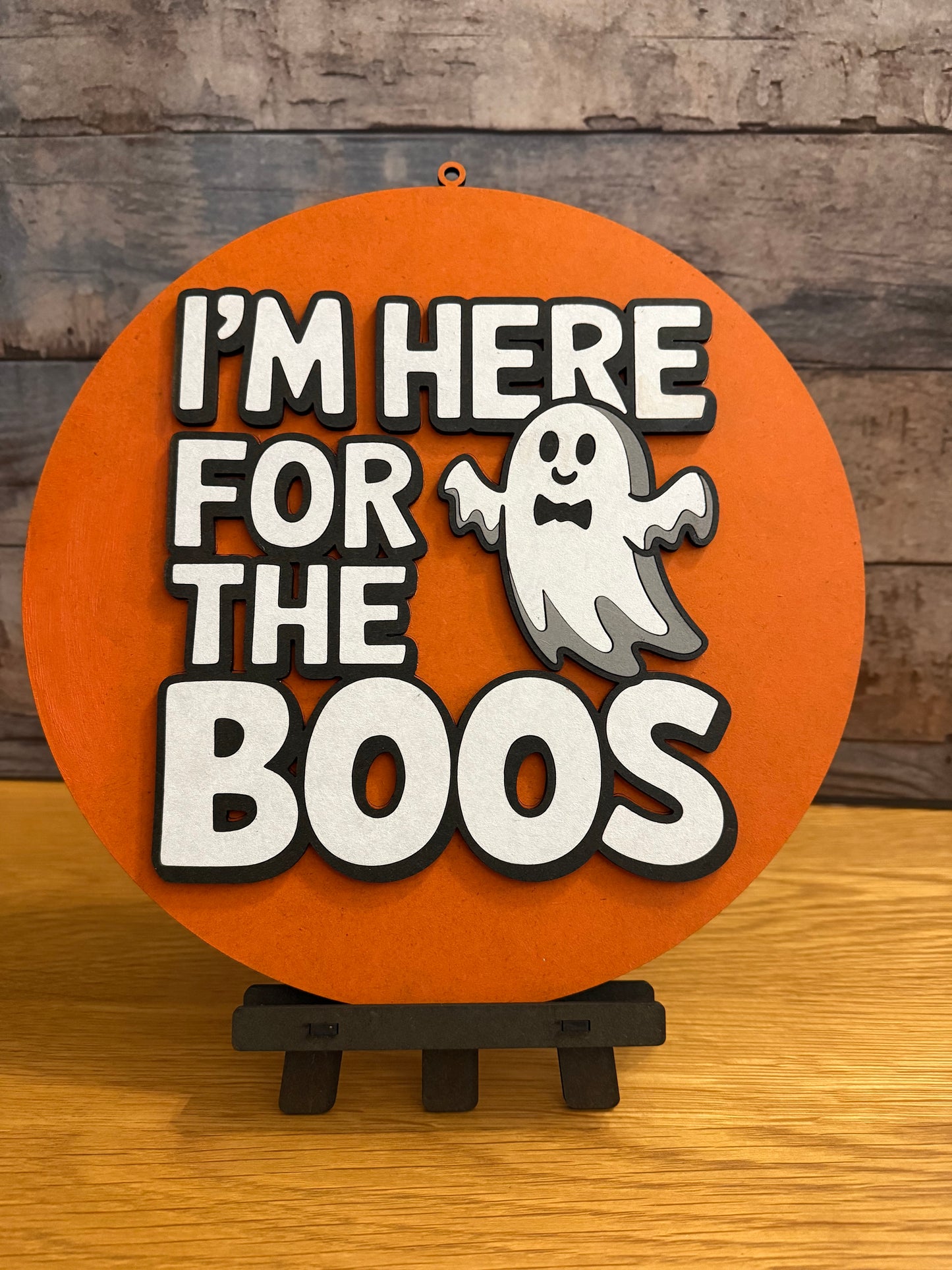 I'm Here for the Boos" – Round Halloween Door Sign | Funny Ghost Décor for Spooky Season